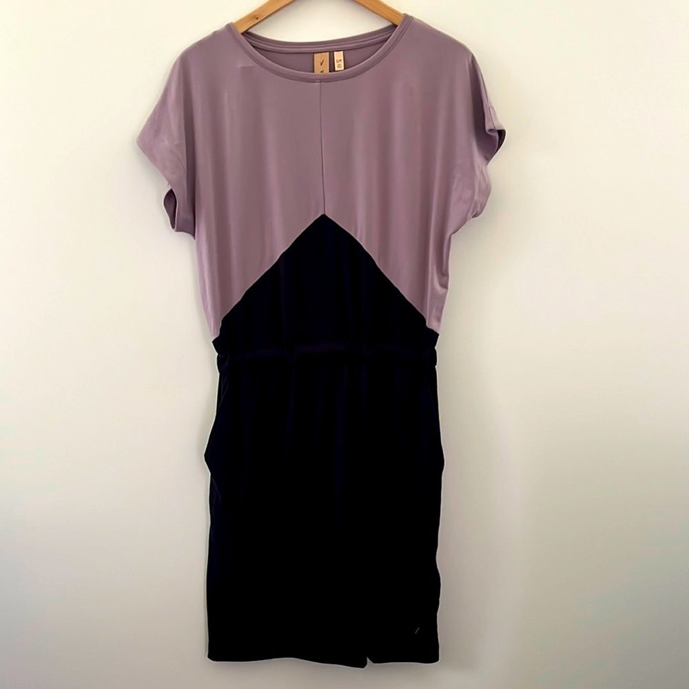 Indy Eva block KAWAKU knit dress size small lavendar and black